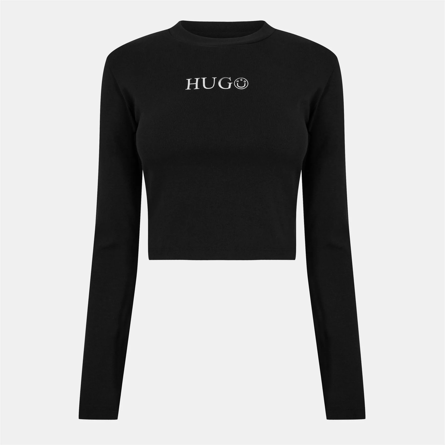 Hugo Cropped Crew Neck Long Sleeve T-Shirt
