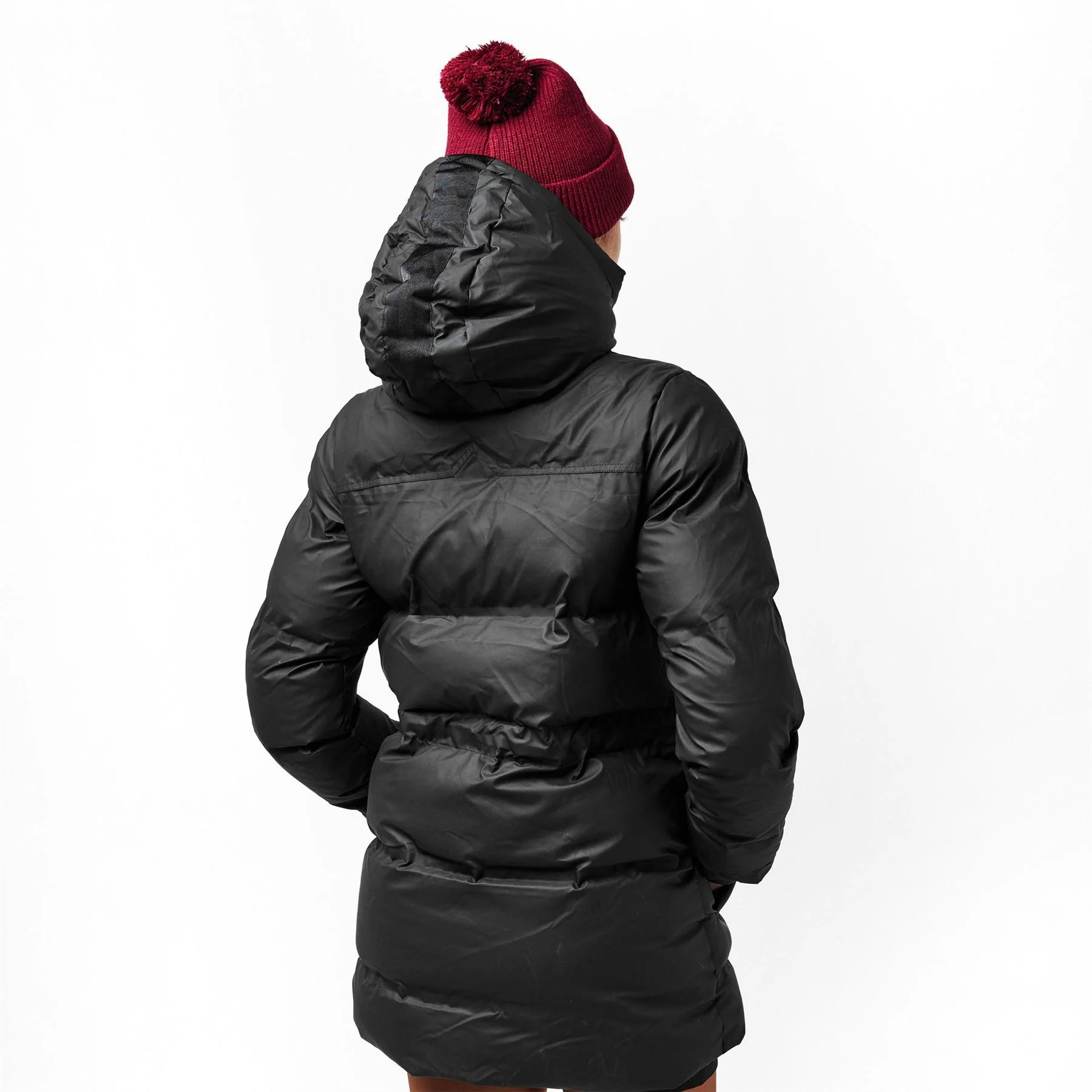 Hunter Sonic Solid Patterned Hooded Drawstring Zipped Pocket Puffer Jacket - Image 4