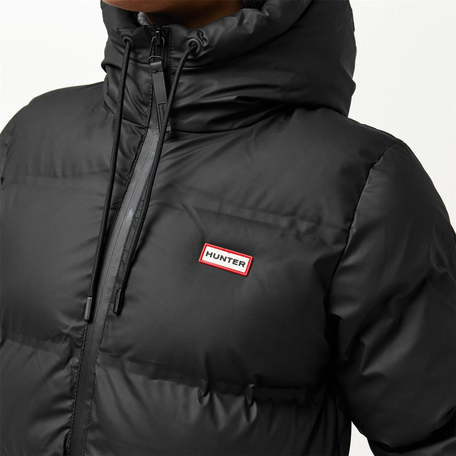 Hunter Sonic Solid Patterned Hooded Drawstring Zipped Pocket Puffer Jacket - Image 5