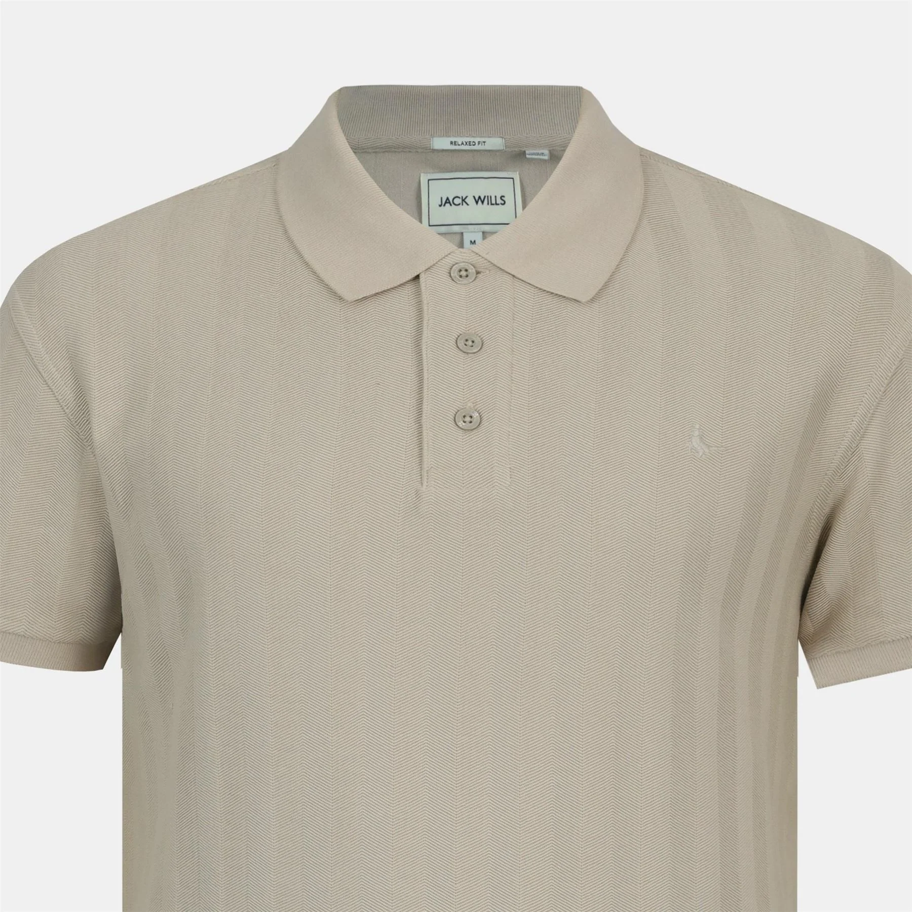 Jack Wills Herringbone Cotton Short Sleeve Polo Shirt - Image 4