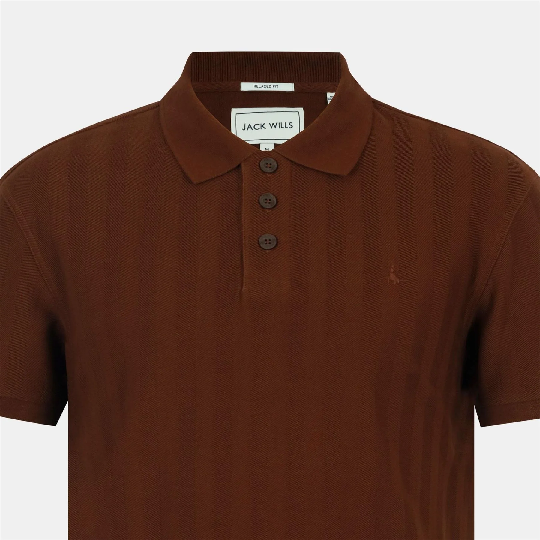Jack Wills Herringbone Cotton Short Sleeve Polo Shirt - Image 9