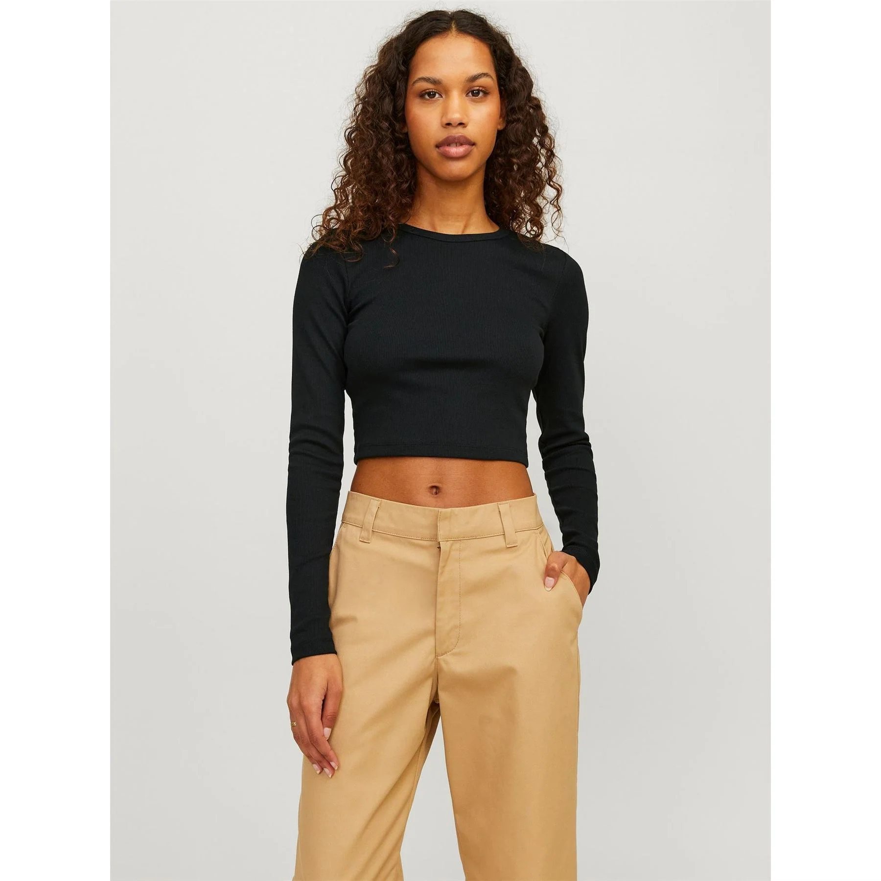 JJXX Feline Slim Fit Cropped Long Sleeve T-Shirt - Image 15