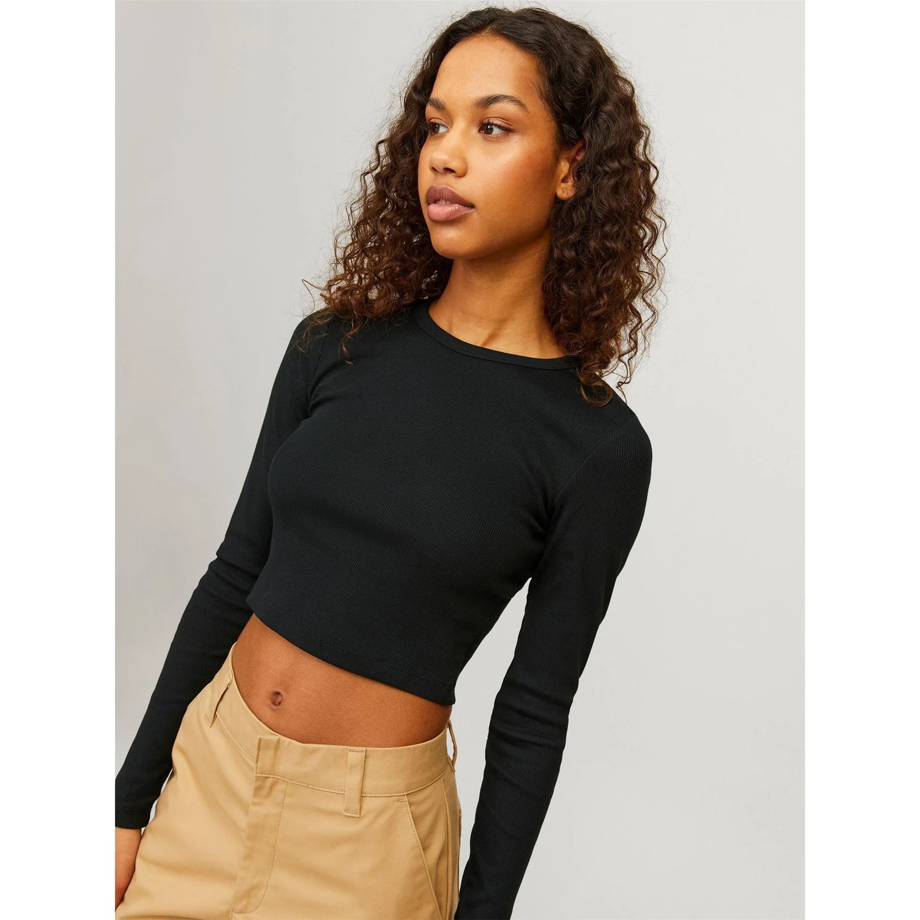JJXX Feline Slim Fit Cropped Long Sleeve T-Shirt - Image 16