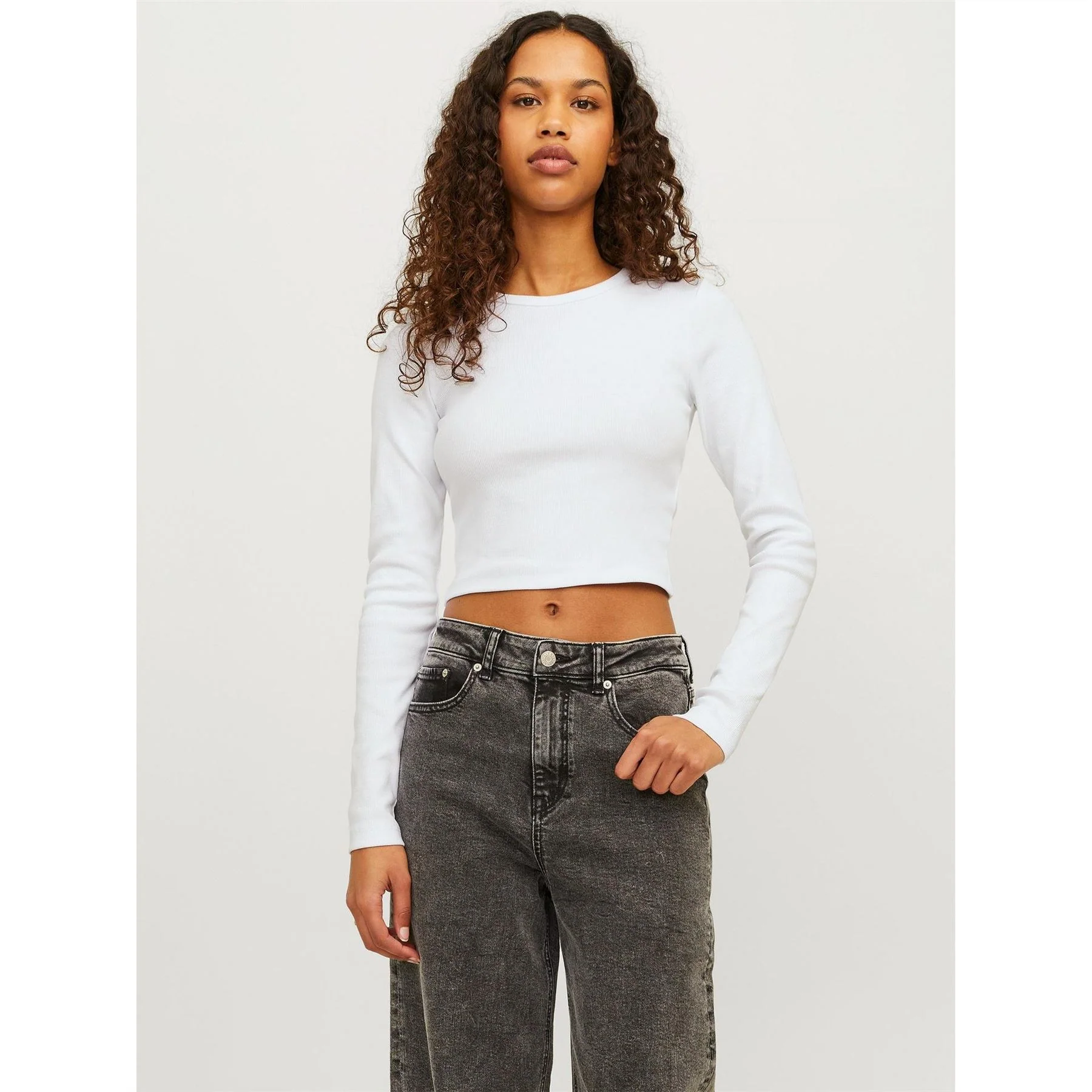 JJXX Feline Slim Fit Cropped Long Sleeve T-Shirt - Image 21