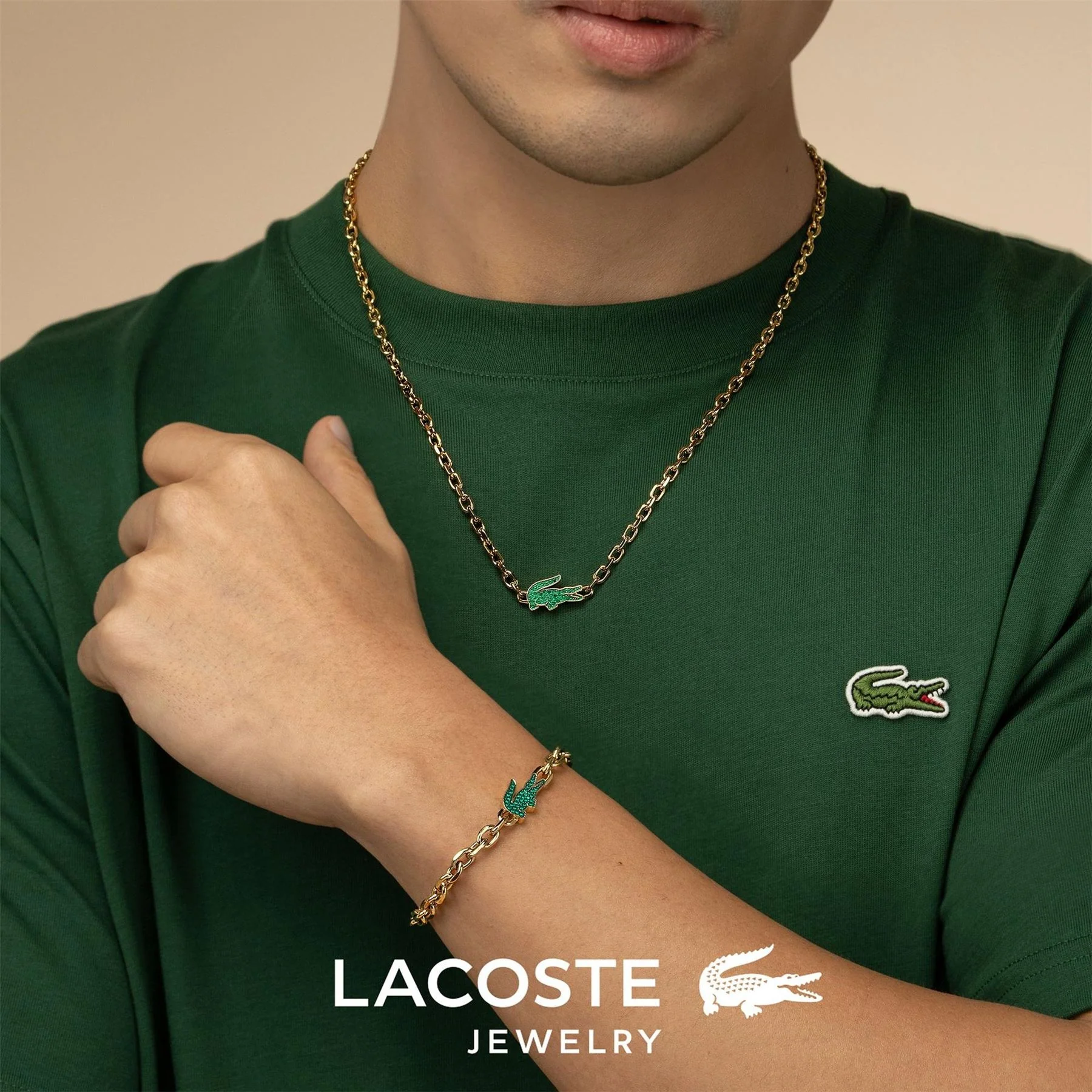 Lacoste Mens Arthor Gold Ip Link Necklace - Image 4