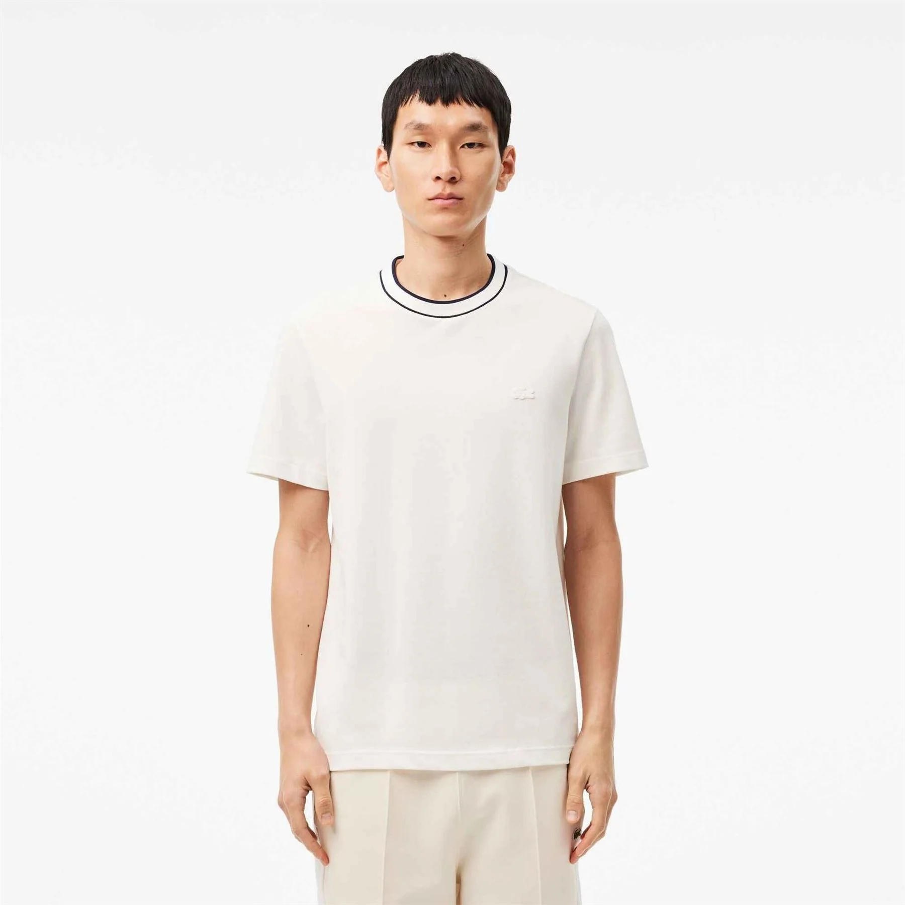 Lacoste Pique Stripe Collar T-Shirt - Image 3