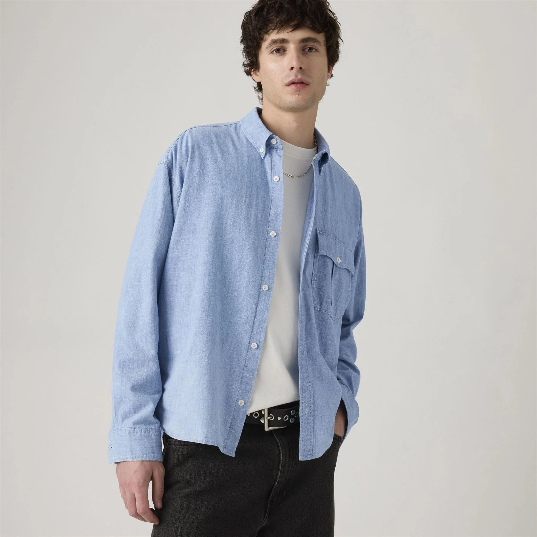 Levis Cropped Long Sleeve Denim Shirt - Image 4