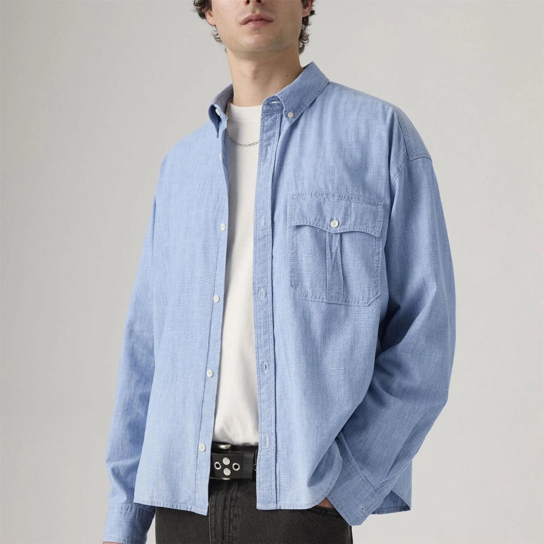 Levis Cropped Long Sleeve Denim Shirt - Image 5