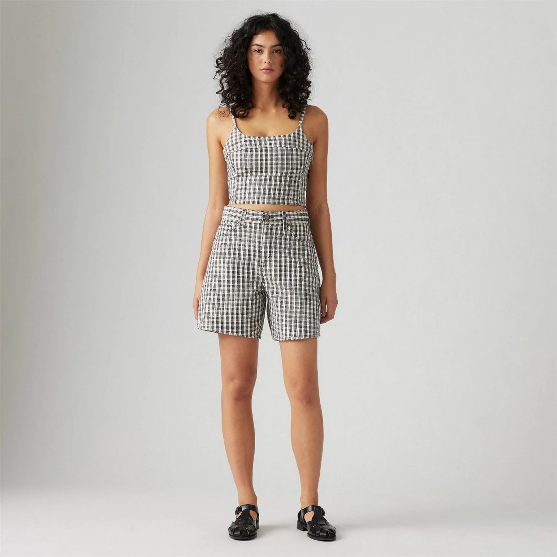 Levis Milo Plaid High Baggy Denim Shorts - Image 5