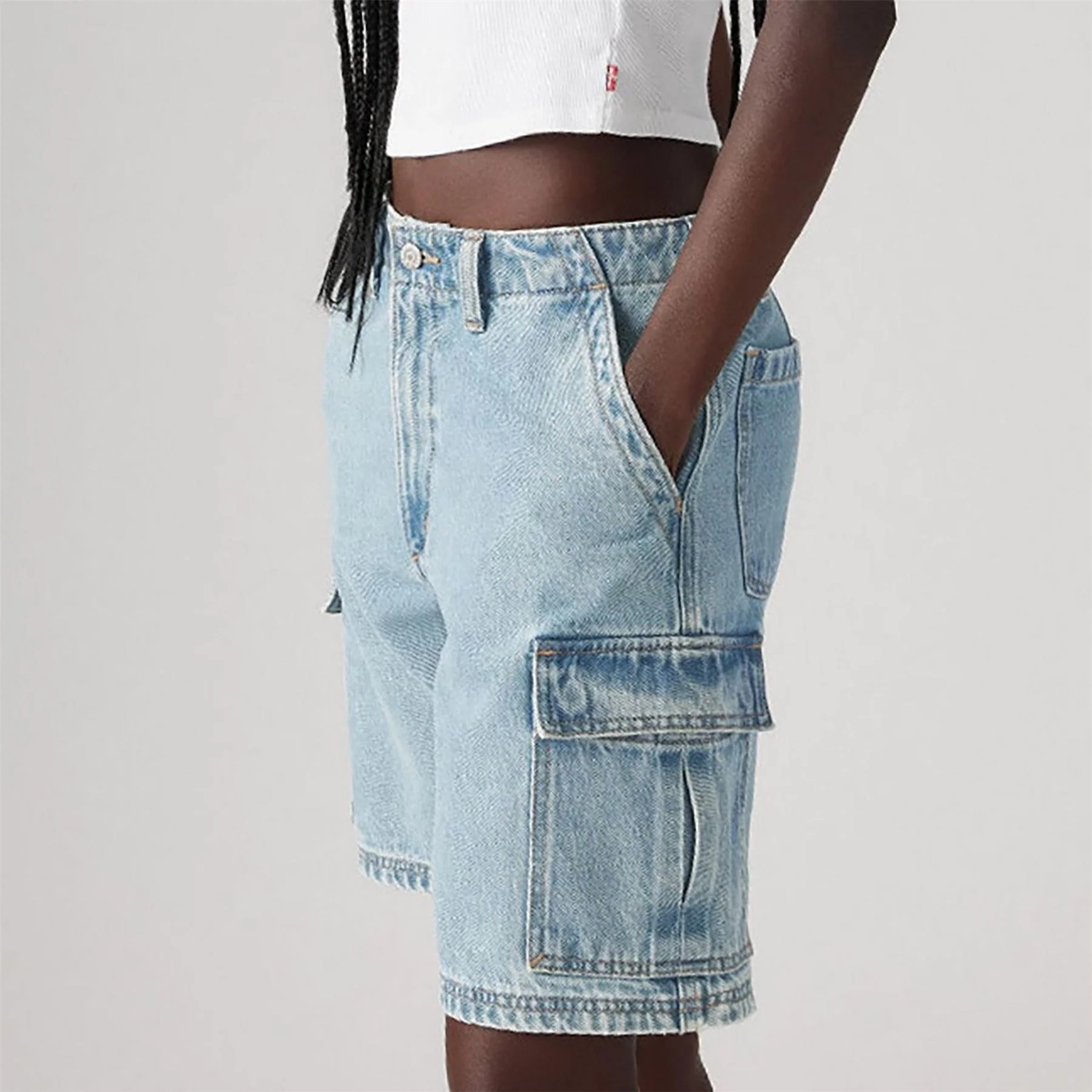 Levis Stone Wash Patterned Baggy Cargo Shorts - Image 3
