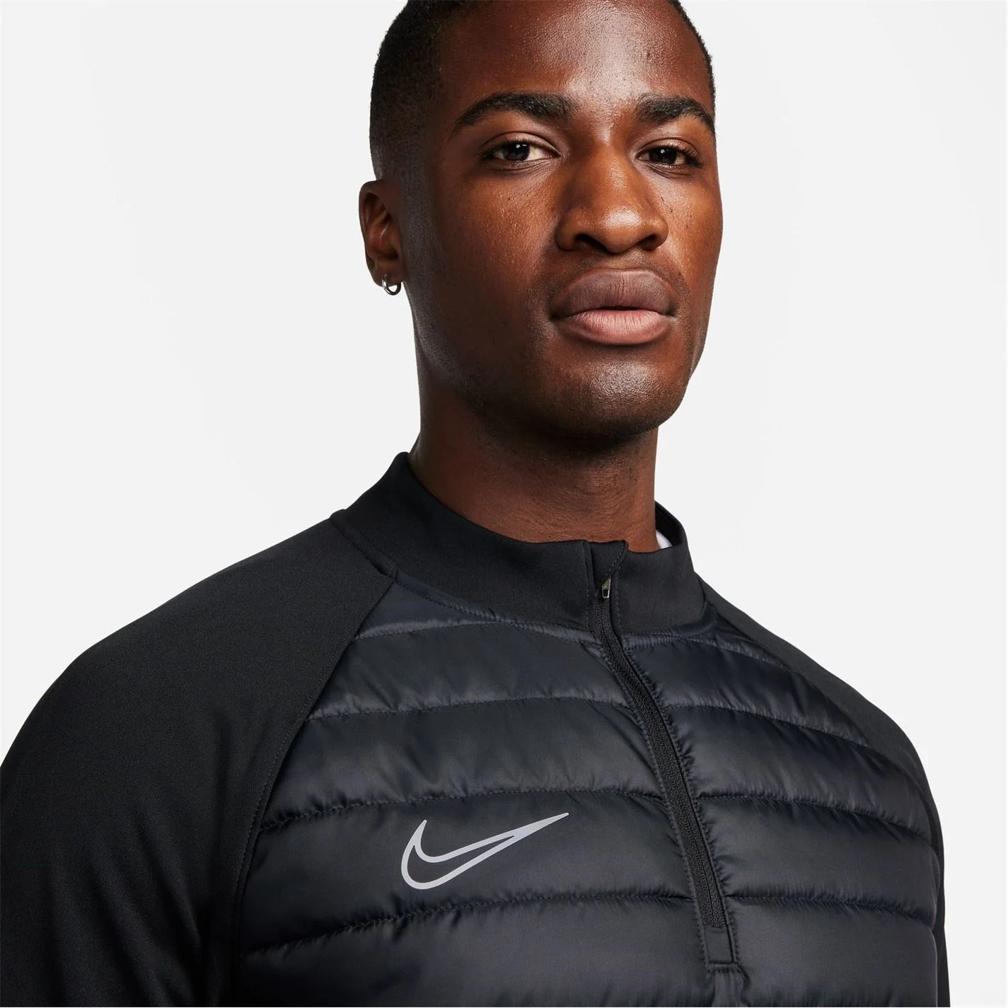 Nike Solid Patterned Band Collared Track Jacket with Thumbhole Cuff - Image 15
