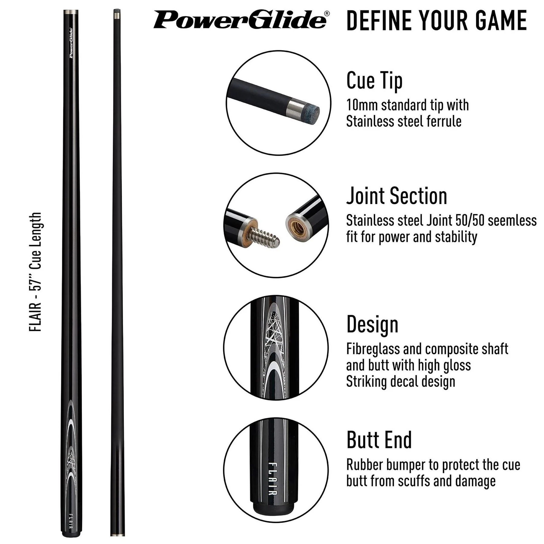 Powerglide Snooker Pool Cue - Image 2