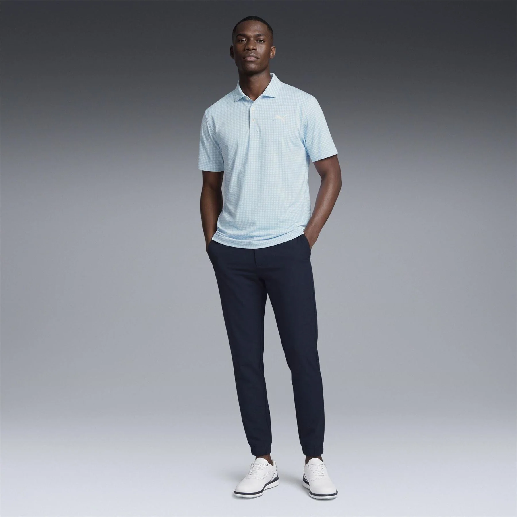 Puma Cloudspun Mono Check Short Sleeve Polo Shirt - Image 5