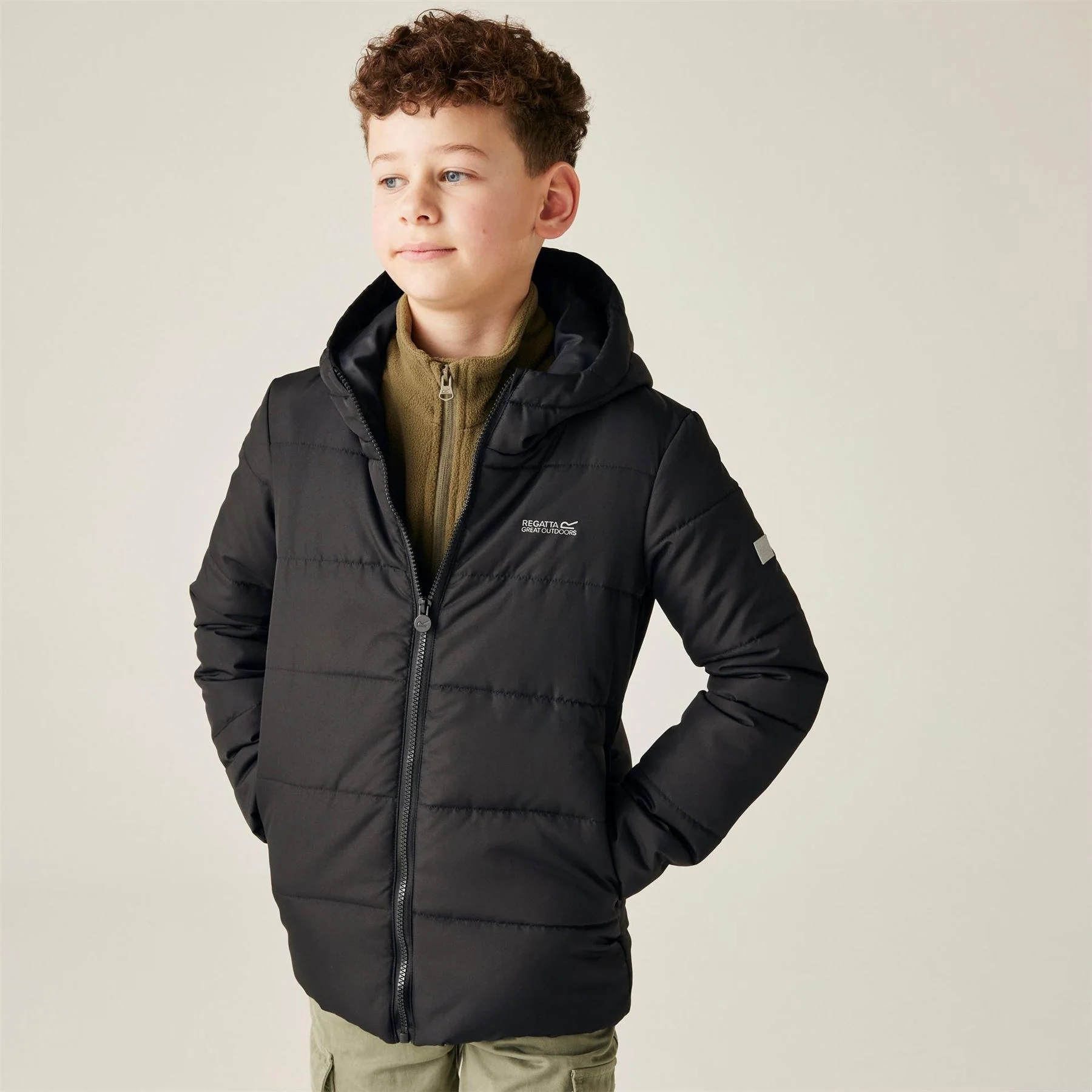 Regatta Kids Halkner Thermoguard Reflective Long Sleeve Insulated Puffer Jacket - Image 3