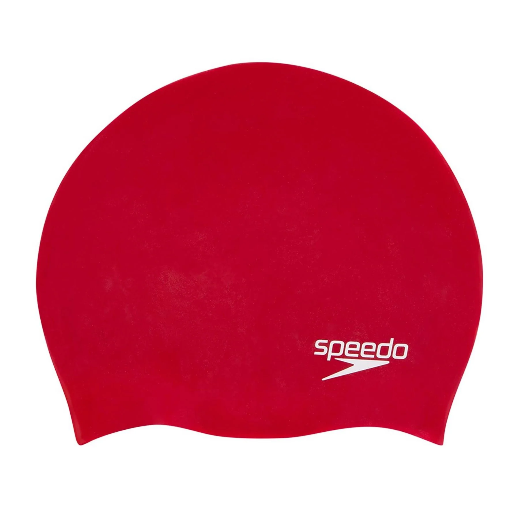 Speedo Plain Moulded Silicone Cap Red Junior - Image 2