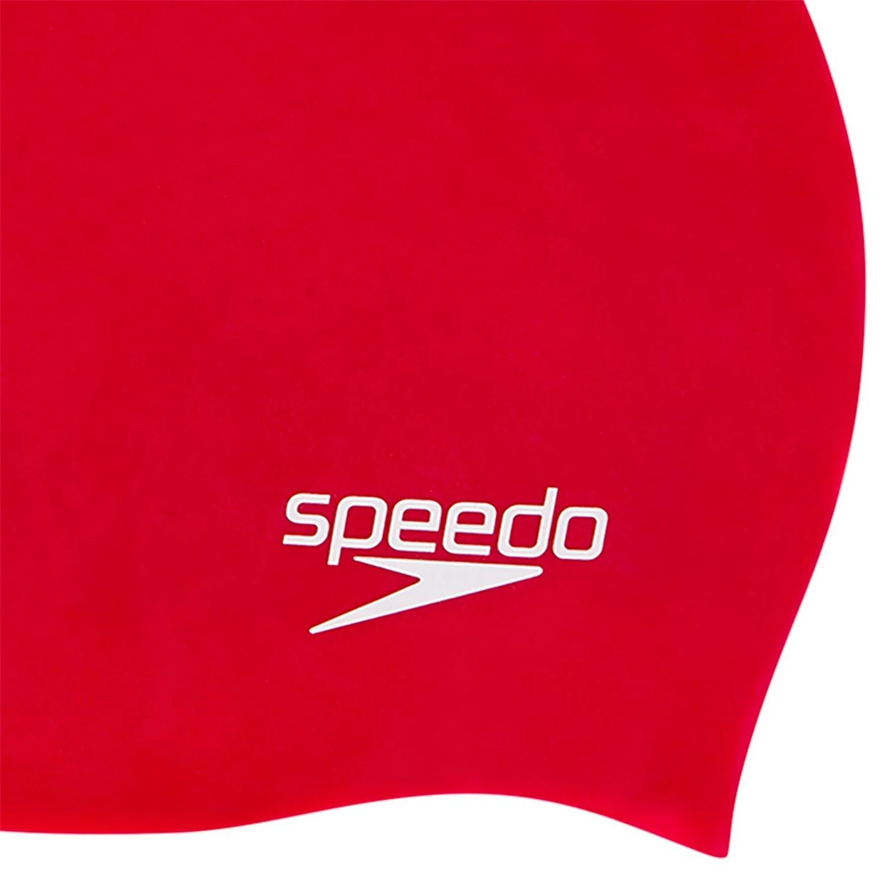 Speedo Plain Moulded Silicone Cap Red Junior - Image 3