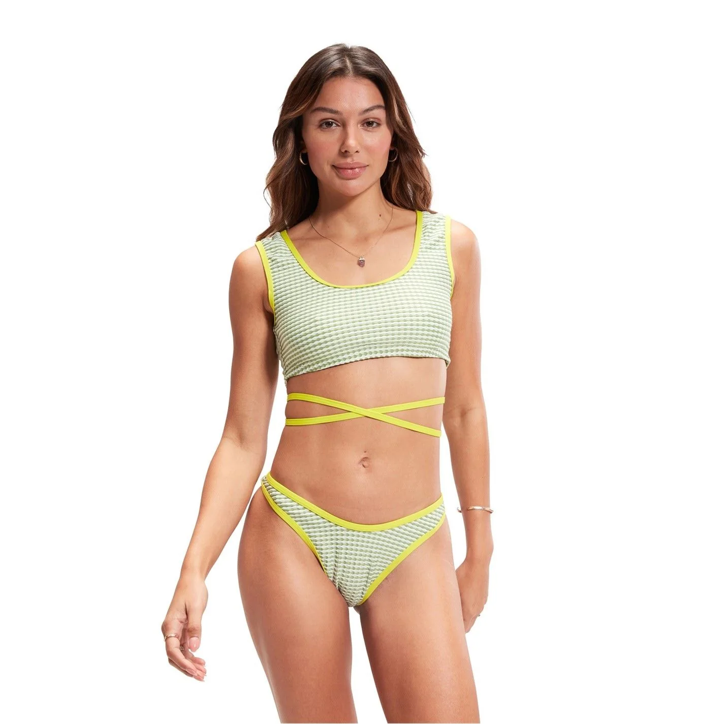 Speedo Wrap Tie Back Bikini Top Horizontal Stripe - Image 16