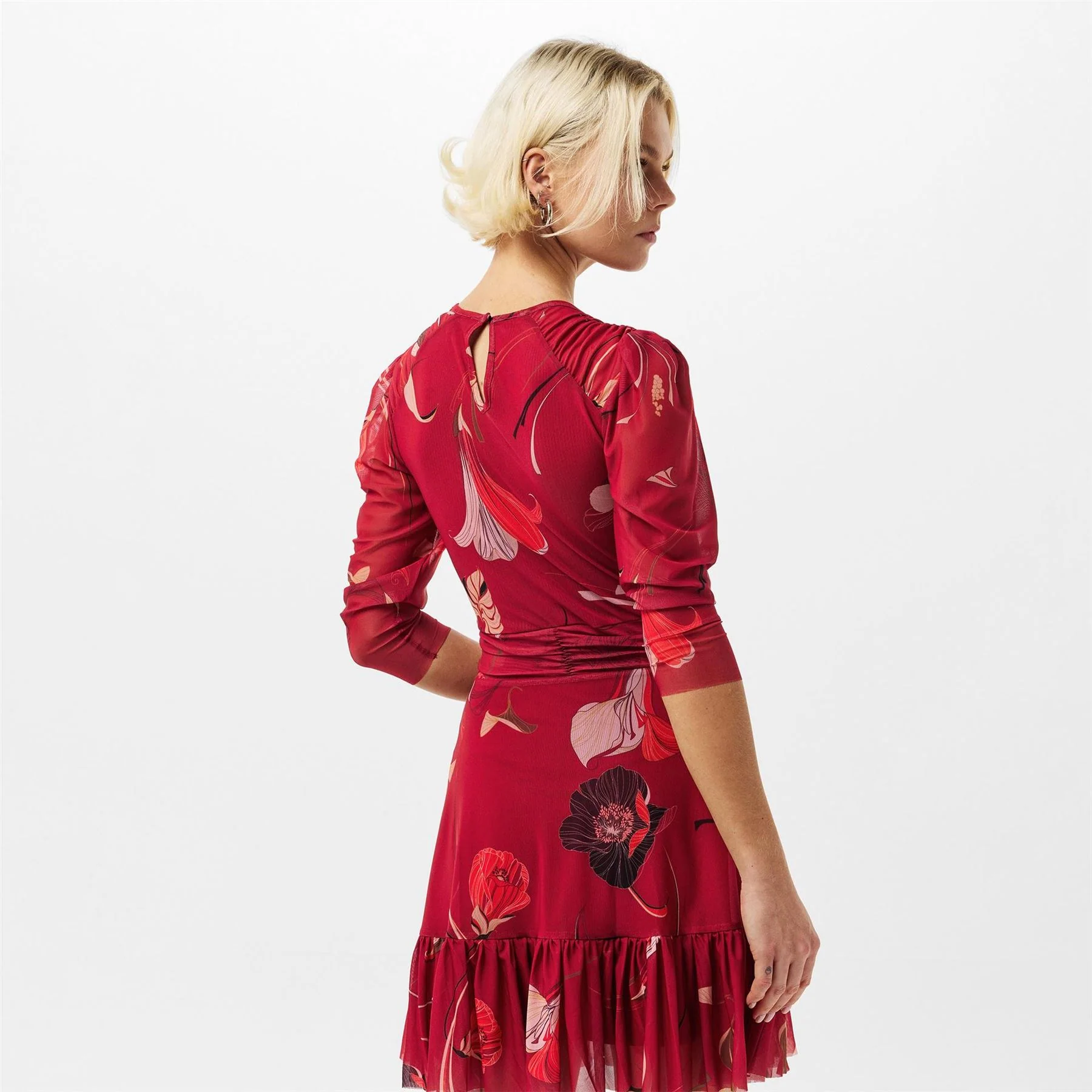 Ted Baker Mesh Crew Neck Three Quarter Sleeve Midi Dress - Image 4