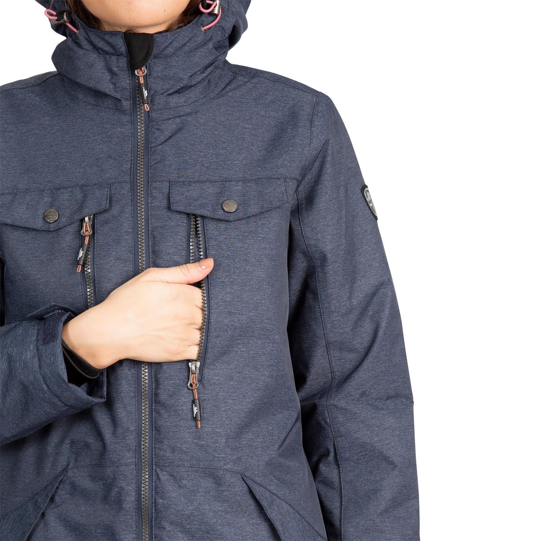 Trespass Signal Heathered Patterned Hooded Ribbed Cuff Ski Jacket - Image 5