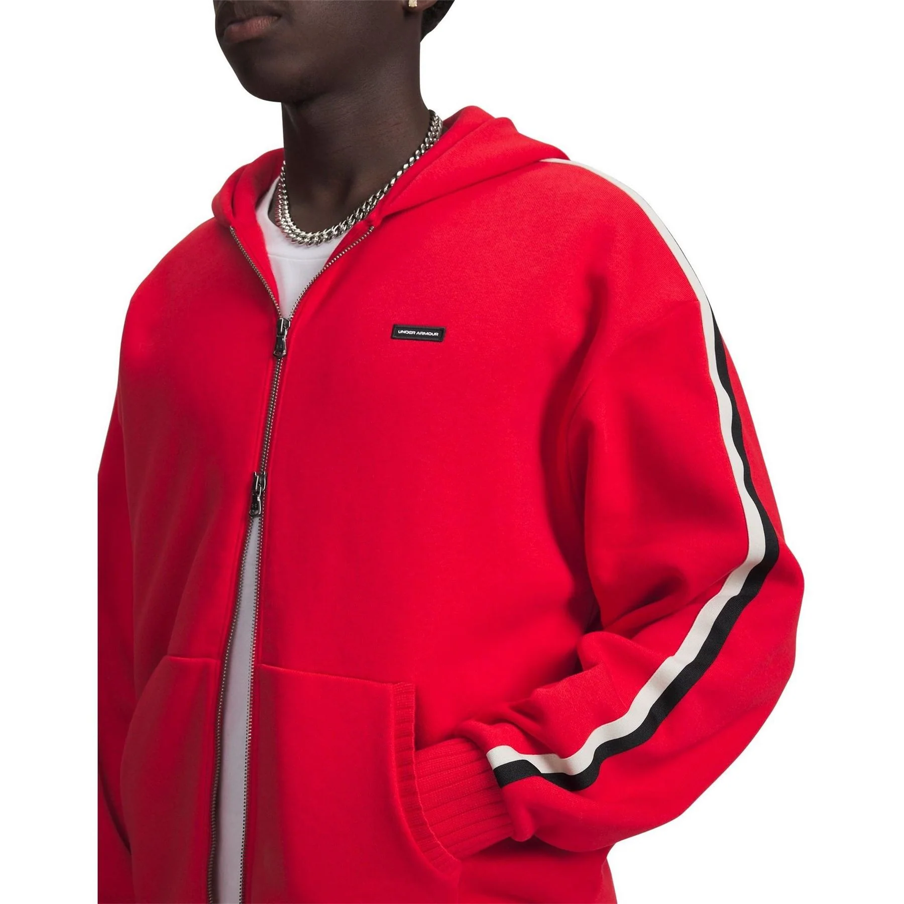 Under Armour Icon Solid Patterned Hooded Ribbed Cuff Sweat Jacket - Image 6