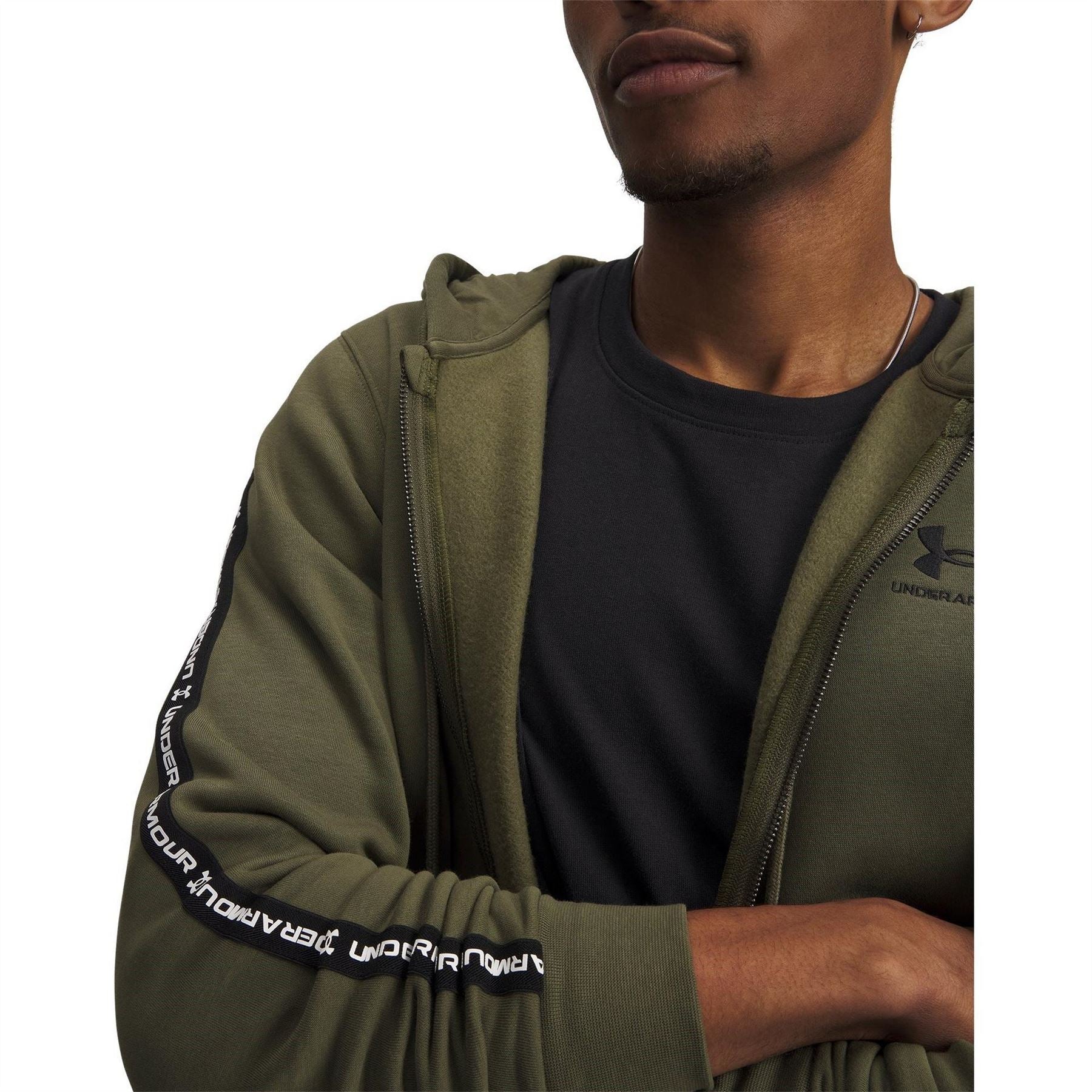Under Armour Icon Solid Patterned Hooded Ribbed Cuff Full Zipper Sweat Jacket - Image 15