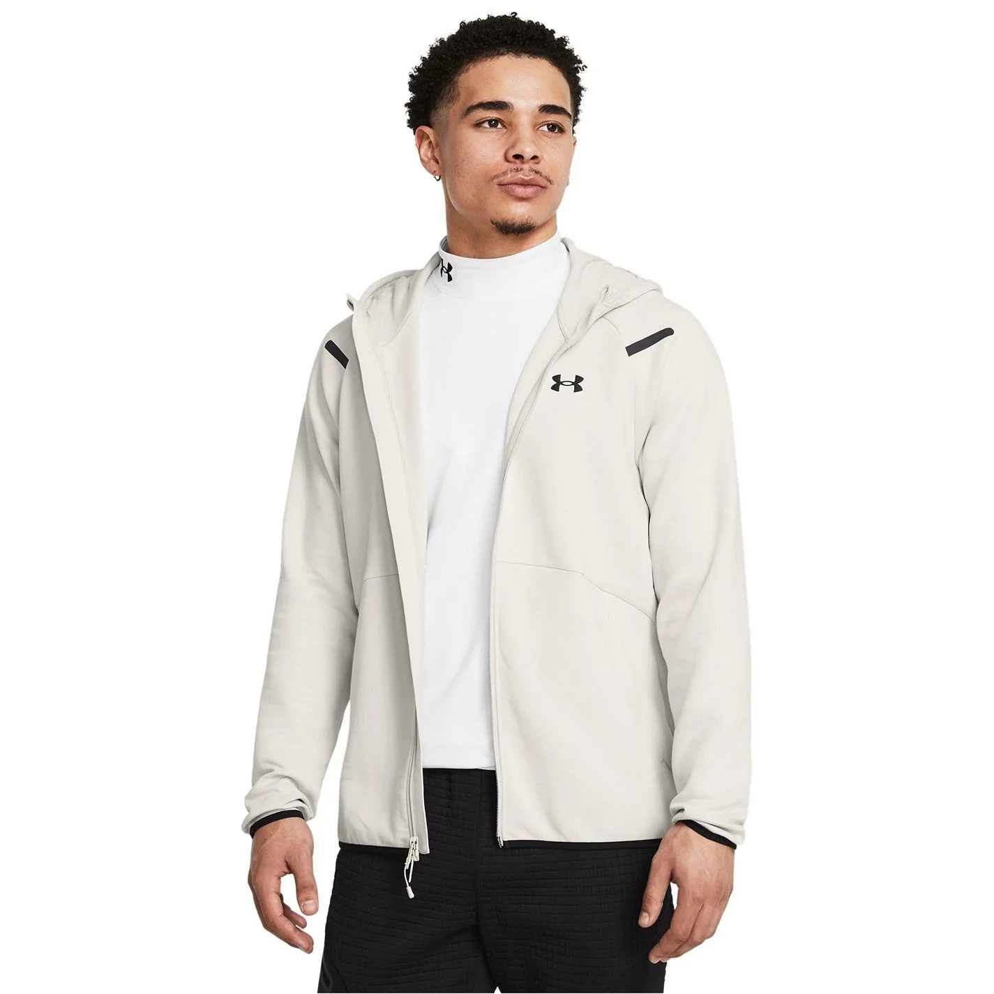 Under Armour Solid Patterned Hooded Neck Ribbed Cuff Full Zipper Sweat Jacket - Image 13