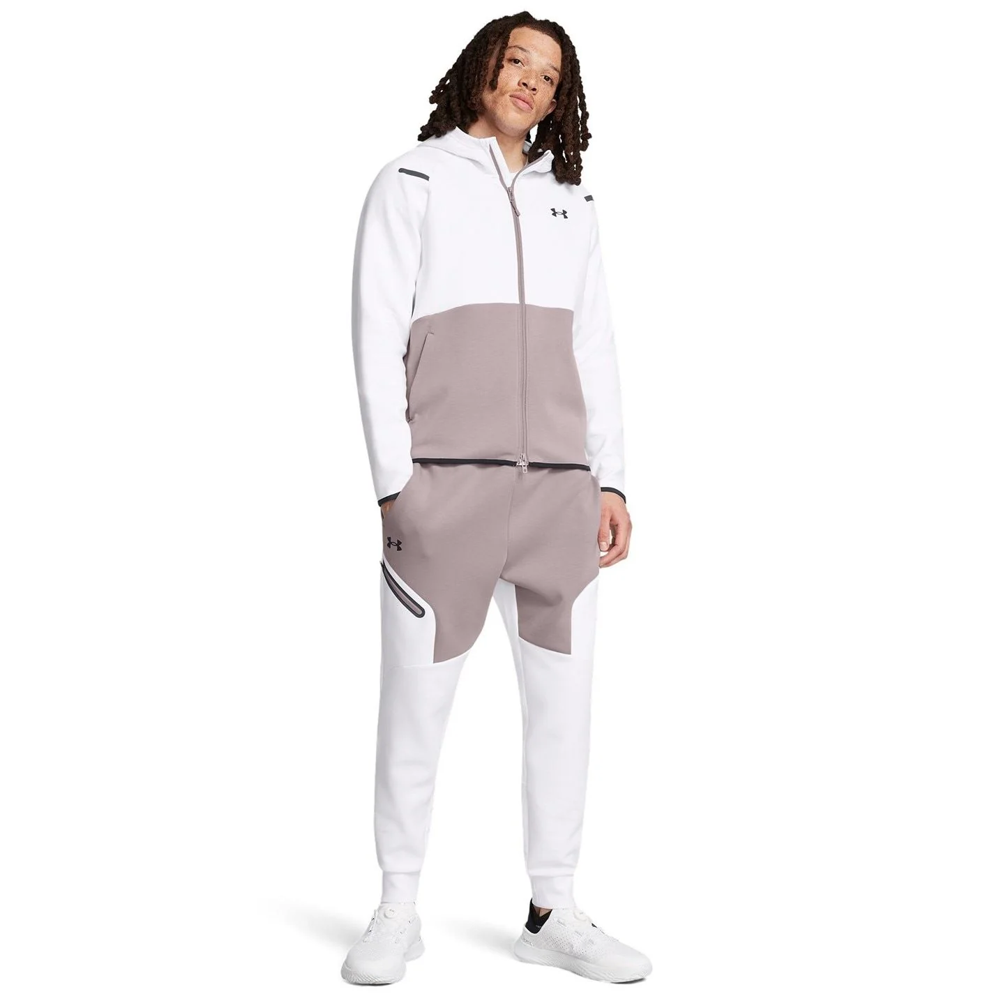 Under Armour Solid Patterned Hooded Neck Ribbed Cuff Full Zipper Sweat Jacket - Image 39
