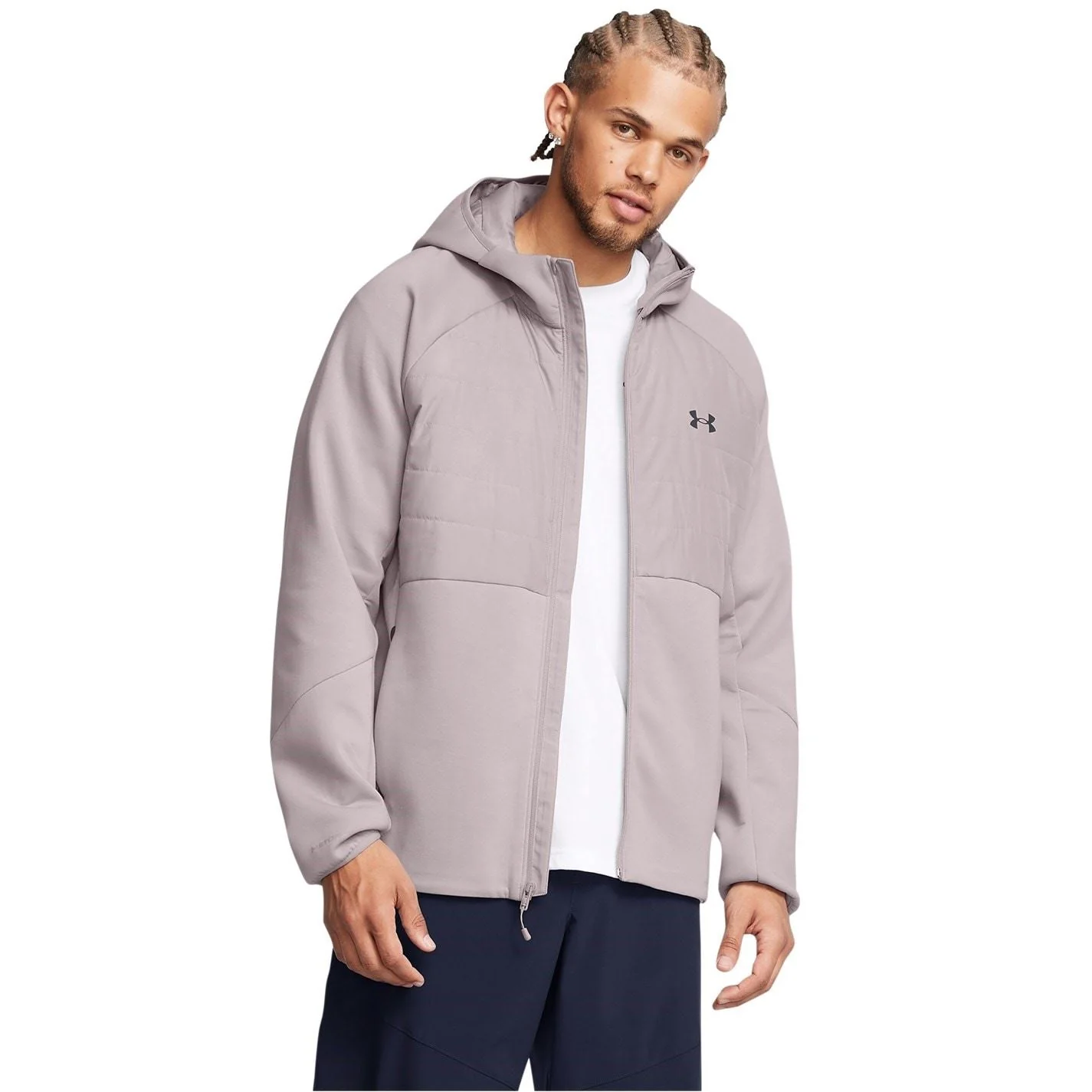 Under Armour Solid Patterned Hooded Ribbed Cuff Softshell Jacket - Image 24