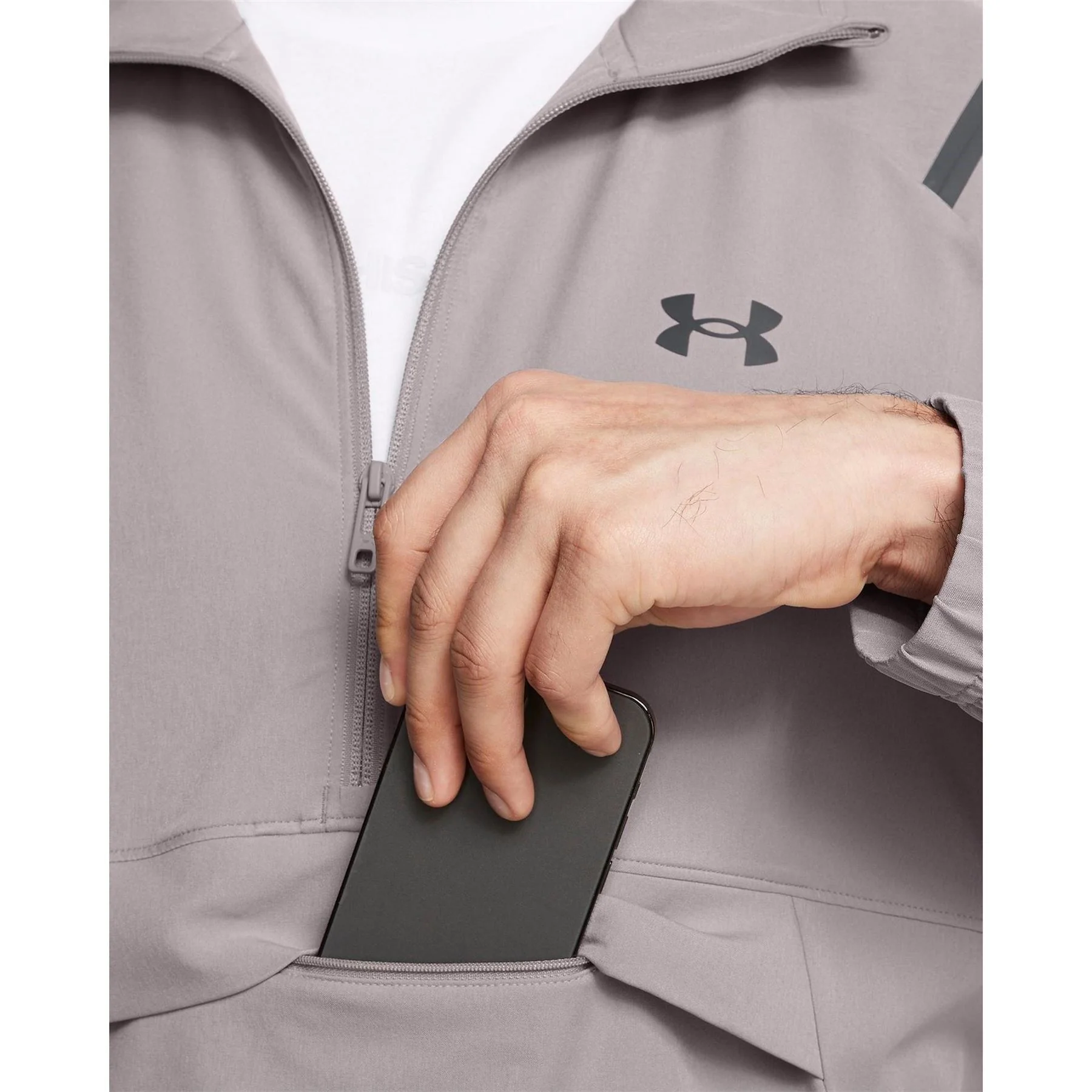 Under Armour Unstoppable Solid Patterned Anorak Jacket with Drawstring - Image 5