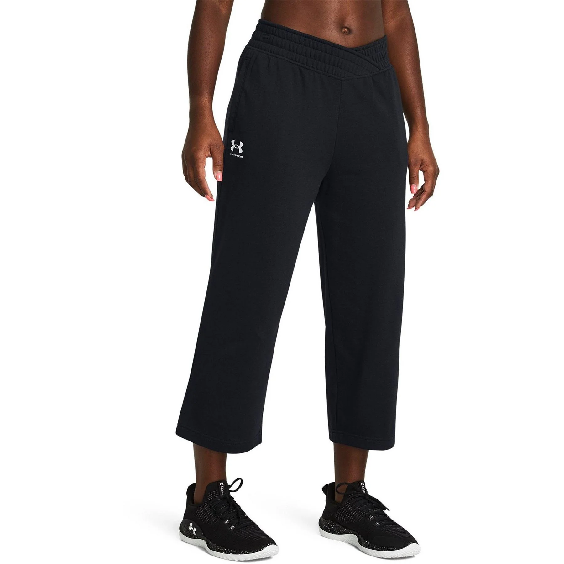 Under Armour Womens Armour Ua Rival Terry Crop Wide Leg Tracksuit Bottom - Image 3